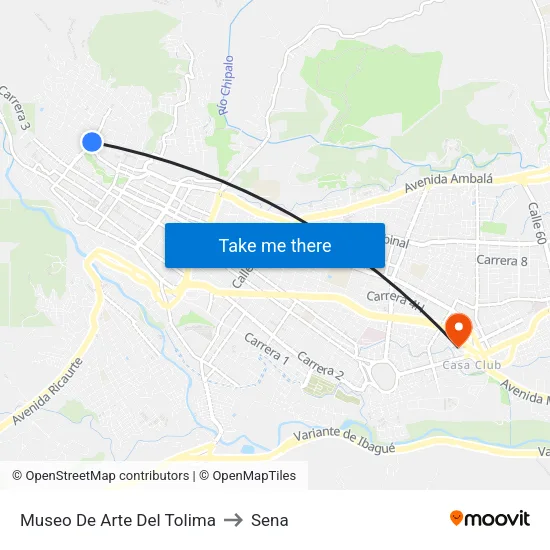 Museo De Arte Del Tolima to Sena map