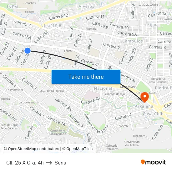 Cll. 25 X Cra. 4h to Sena map
