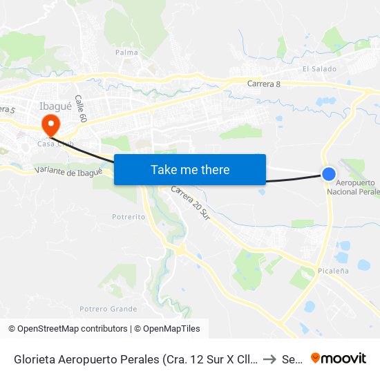 Glorieta Aeropuerto Perales (Cra. 12 Sur X Cll. 145) to Sena map