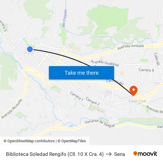 Biblioteca Soledad Rengifo (Cll. 10 X Cra. 4) to Sena map