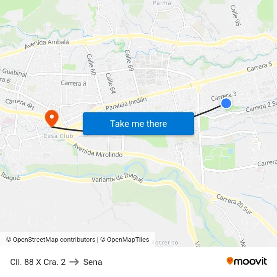 Cll. 88 X Cra. 2 to Sena map