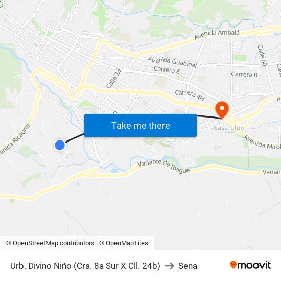 Urb. Divino Niño (Cra. 8a Sur X Cll. 24b) to Sena map