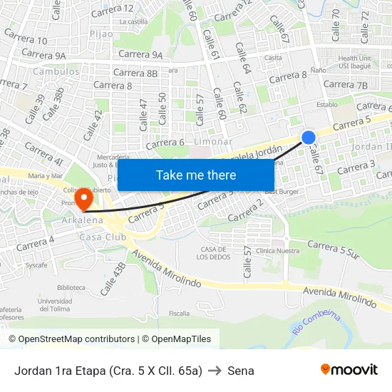 Jordan 1ra Etapa (Cra. 5 X Cll. 65a) to Sena map