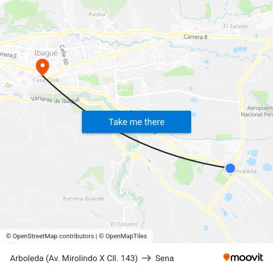 Arboleda (Av. Mirolindo X Cll. 143) to Sena map