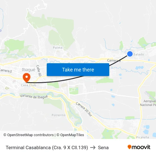 Terminal Casablanca (Cra. 9 X Cll.139) to Sena map