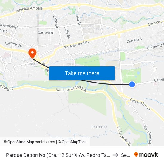 Parque Deportivo (Cra. 12 Sur X Av. Pedro Tafur) to Sena map