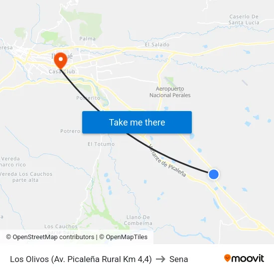 Los Olivos (Av. Picaleña Rural Km 4,4) to Sena map