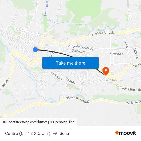 Centro (Cll. 18 X Cra. 3) to Sena map