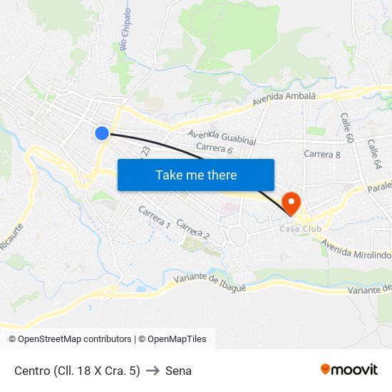 Centro (Cll. 18 X Cra. 5) to Sena map