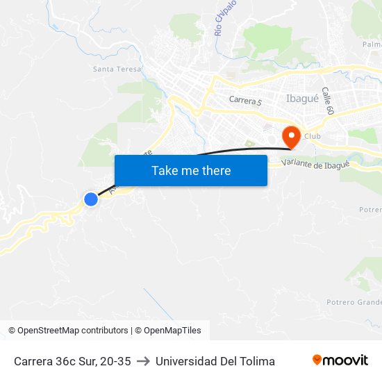 Carrera 36c Sur, 20-35 to Universidad Del Tolima map