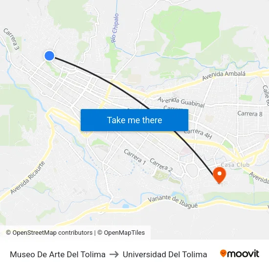 Museo De Arte Del Tolima to Universidad Del Tolima map