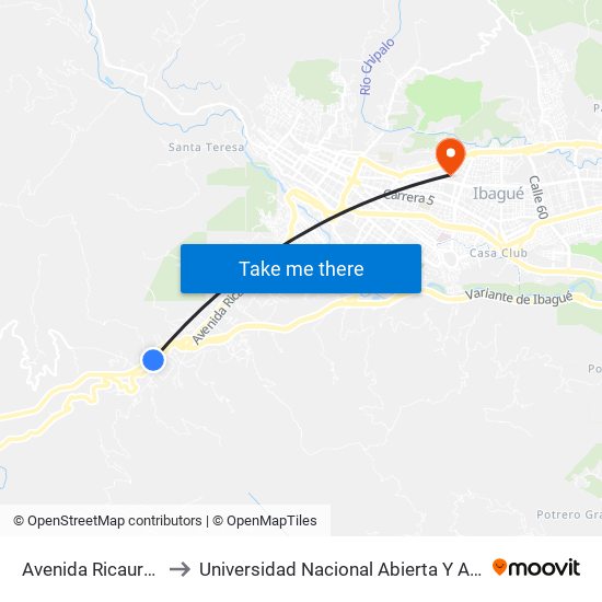 Avenida Ricaurte, 37-90 to Universidad Nacional Abierta Y A Distancia Unad map