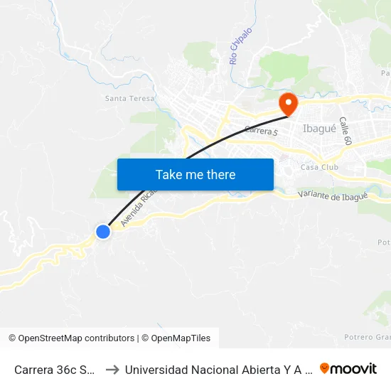 Carrera 36c Sur, 20-35 to Universidad Nacional Abierta Y A Distancia Unad map
