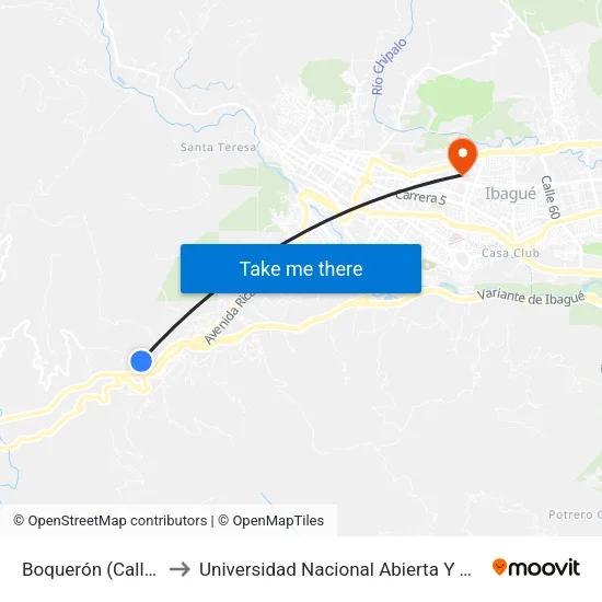 Boquerón (Calle 41 Sur) to Universidad Nacional Abierta Y A Distancia Unad map