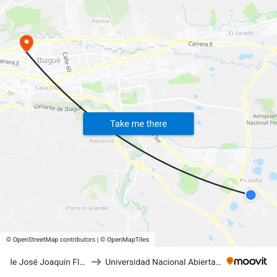 Ie José Joaquín Florez Arboleda to Universidad Nacional Abierta Y A Distancia Unad map