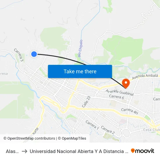 Alaska to Universidad Nacional Abierta Y A Distancia Unad map