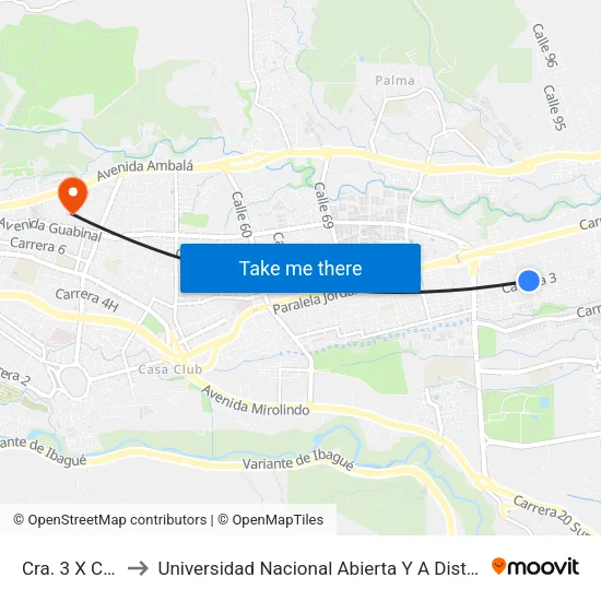 Cra. 3 X Cll. 88 to Universidad Nacional Abierta Y A Distancia Unad map