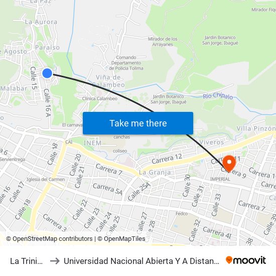 La Trinidad to Universidad Nacional Abierta Y A Distancia Unad map