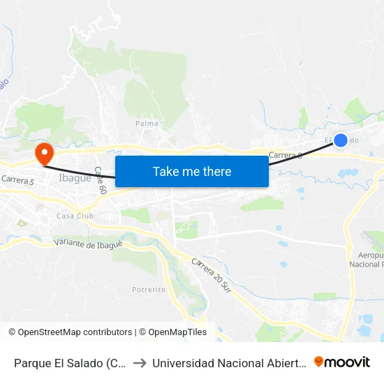 Parque El Salado (Cll. 144 X Cra. 8i) to Universidad Nacional Abierta Y A Distancia Unad map