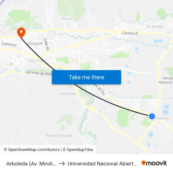 Arboleda (Av. Mirolindo X Cll. 143) to Universidad Nacional Abierta Y A Distancia Unad map