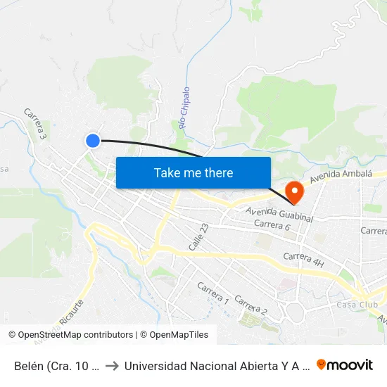 Belén (Cra. 10 X Cll. 6) to Universidad Nacional Abierta Y A Distancia Unad map