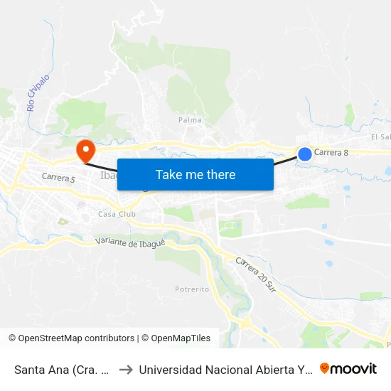 Santa Ana (Cra. 6 X Cll.114) to Universidad Nacional Abierta Y A Distancia Unad map