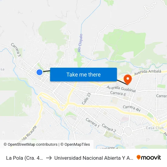 La Pola (Cra. 4 X Cll. 8) to Universidad Nacional Abierta Y A Distancia Unad map