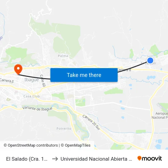 El Salado (Cra. 14 X Cll. 156) to Universidad Nacional Abierta Y A Distancia Unad map
