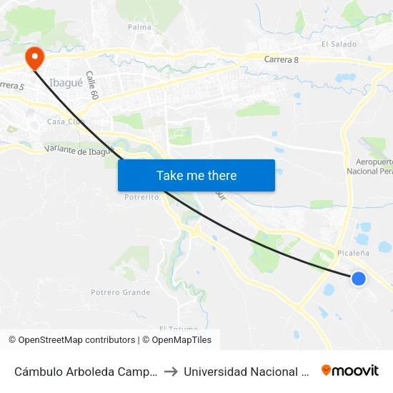 Cámbulo Arboleda Campestre (Cra. 21 Sur X Cll. 154) to Universidad Nacional Abierta Y A Distancia Unad map