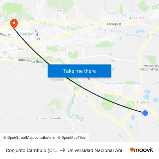 Conjunto Cámbulo (Cra. 21 Sur X Cll. 154) to Universidad Nacional Abierta Y A Distancia Unad map