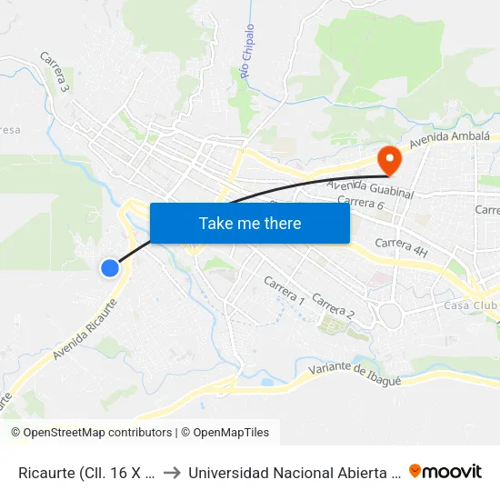 Ricaurte (Cll. 16 X Cra. 10d Sur) to Universidad Nacional Abierta Y A Distancia Unad map