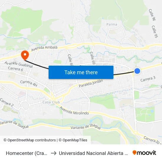 Homecenter (Cra. 5 X Cll. 86) to Universidad Nacional Abierta Y A Distancia Unad map