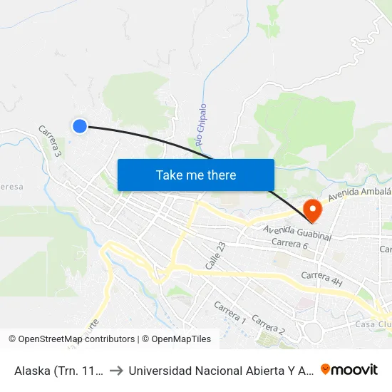 Alaska (Trn. 11 X Cll. 1) to Universidad Nacional Abierta Y A Distancia Unad map