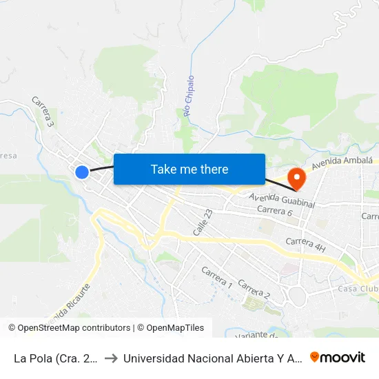 La Pola (Cra. 2 X Cll. 7) to Universidad Nacional Abierta Y A Distancia Unad map