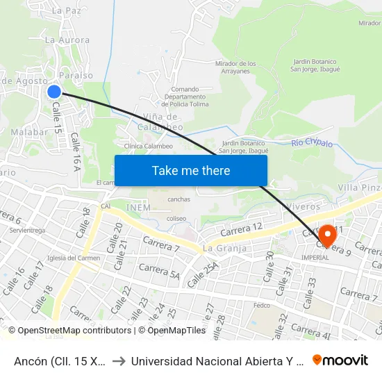 Ancón (Cll. 15 X Cra. 13a) to Universidad Nacional Abierta Y A Distancia Unad map