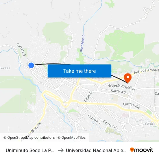 Uniminuto Sede La Pola (Cra. 3 X Cll. 4) to Universidad Nacional Abierta Y A Distancia Unad map