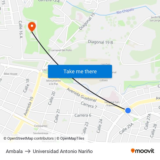 Ambala to Universidad Antonio Nariño map