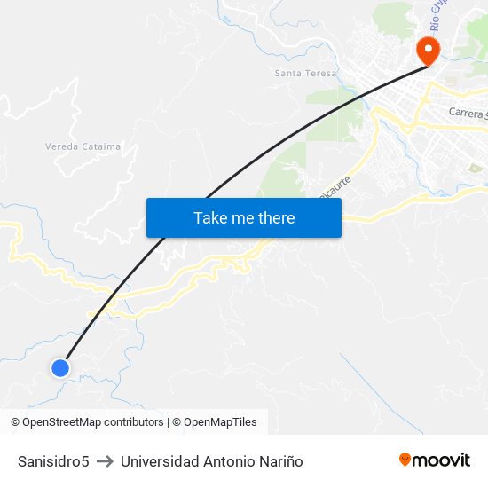 Sanisidro5 to Universidad Antonio Nariño map
