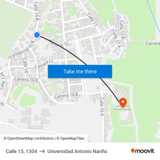 Calle 15, 1304 to Universidad Antonio Nariño map