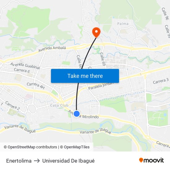 Enertolima to Universidad De Ibagué map