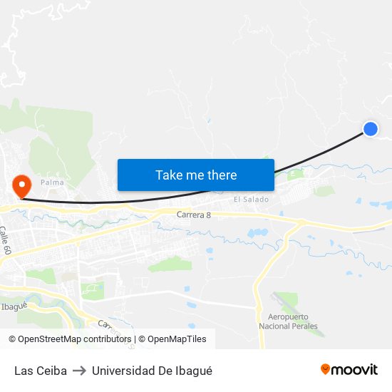 Las Ceiba to Universidad De Ibagué map