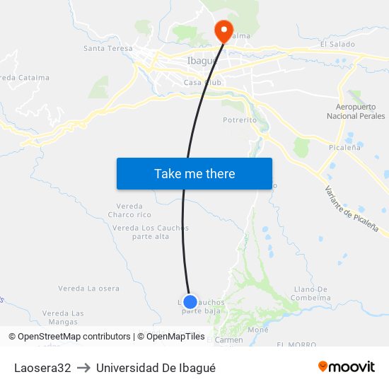 Laosera32 to Universidad De Ibagué map