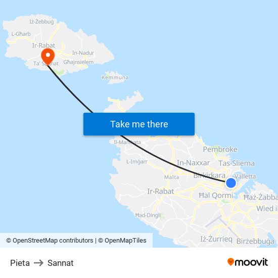 Pieta to Sannat map