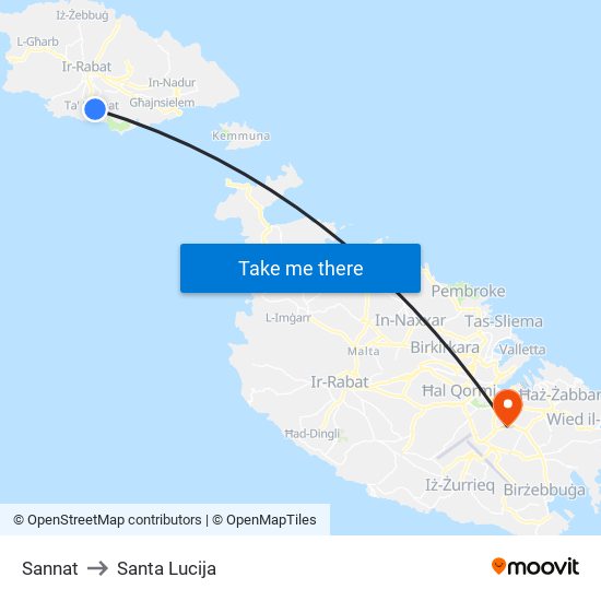 Sannat to Santa Lucija map