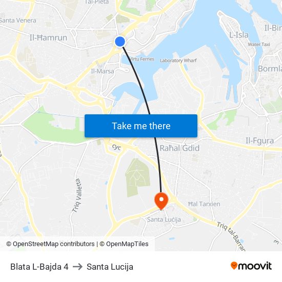 Blata L-Bajda 4 to Santa Lucija map