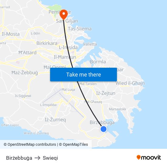 Birżebbuġa to Swieqi map