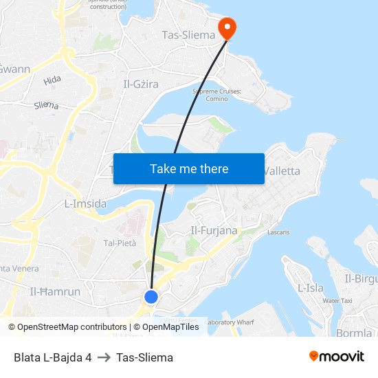 Blata L-Bajda 4 to Tas-Sliema map