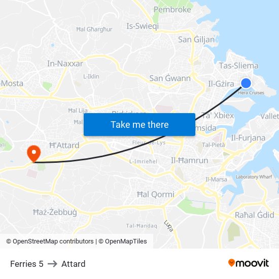 Ferries 5 to Attard map