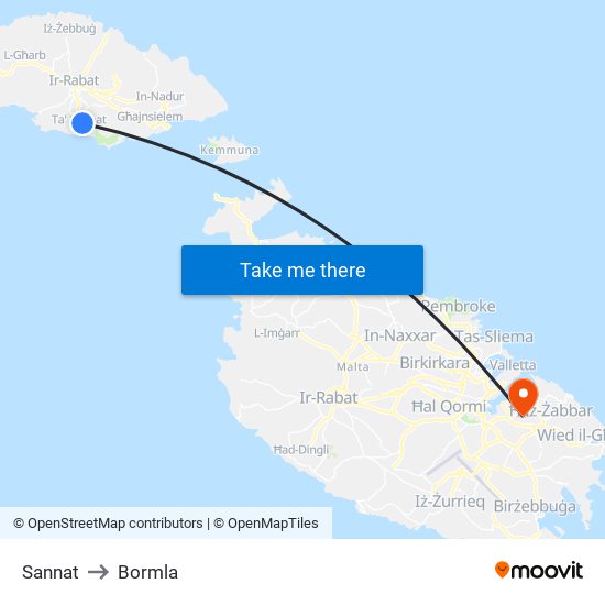 Sannat to Bormla map