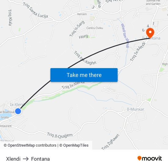 Xlendi to Fontana map